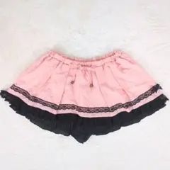 美品✨️TRALALA ピンク スカパン キュロット 黒レース