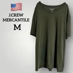 【J.CREW】MERCANTILE Vネック Tシャツ M カーキ 古着のサムネイル