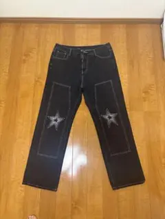 Blackwork デニムパンツ スター刺繍 Lサイズ スターチームのサムネイル