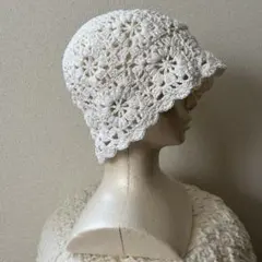 ハンドメイド クロシェハット バケットハット サマーハット レースハット 春夏