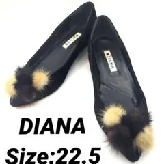 【セット購入500円】DIANA/ダイアナポインテッドトゥパンプス 黒22.5㌢