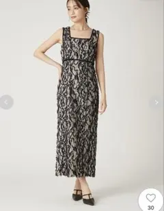 カットジャガードスクエアネックワンピース