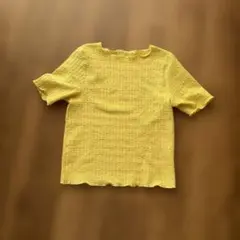 イエロー テクスチャー 半袖Tシャツ　M