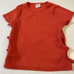 ZARA サイドリボン リブTシャツ レッド 152cm