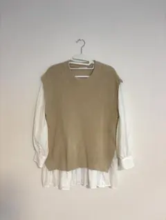 LOUNIE レイヤード ベージュニットシャツのサムネイル