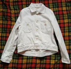 45R✨柔らか ガーゼ シャツ 七分袖 チェック ロゴ刺繍 綿100 サイズ1 