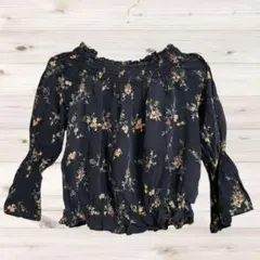 B2371 Dukkah ブラウス 長袖(M) 花 総柄 ノーカラー レースのサムネイル