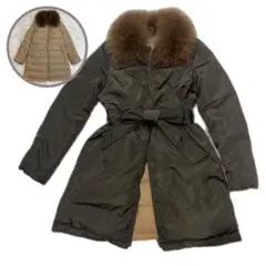 アーバンリサーチ リバーシブル ダウンコート フォックスファー カーキ ベージュ