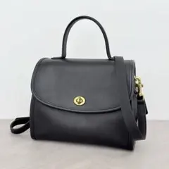 Vintage Coach Manor Bag (Black Leather)