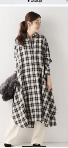 Spick & Span シャツワンピ　ロング　チェック