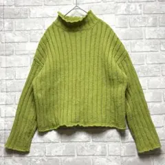 スプレイプレミアム リブニット F ライムグリーン ゆったりめ 差し色コーデ