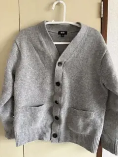 ユニクロ Vネック ニット カーディガン 長袖 S グレー