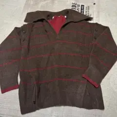 ストライプ柄ハイネックセーター