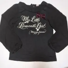 150★メゾピアノ★シフォン袖！リボン＆ストーン付き！ロゴプリントＴシャツ★