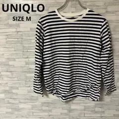 ユニクロ　カットソー　【M】　ネイビー系　ソフトコットンボーダーラウンドヘムT