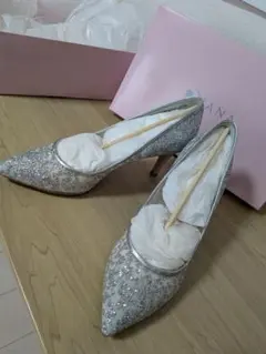 DIANA グリッターチュール パンプス シルバー 22.5cm新品未使用