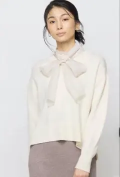 組曲　手洗い可　ウールカシミヤミックス Vネックニット　サイズ2