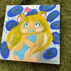 手描き アクリル画 キャンバスアート クマコ