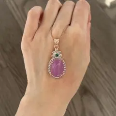 主石材質不明 モアサナイト ペンダント ネックレス ゴールドピンク チェーン付き