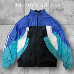 【adidas】80's90'sナイロンジャケットブルー古着アディダスメンズM