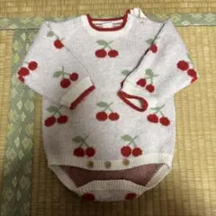 チェリー柄 ニットロンパース 約95cm未満