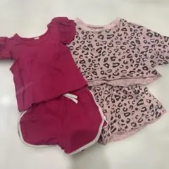 女の子100 セットアップ　ピンク　豹柄　韓国風　保育園着にもおすすめ