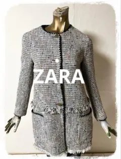☘️T19586☘️ZARA レディース フリンジ ツイードジャケット XSのサムネイル