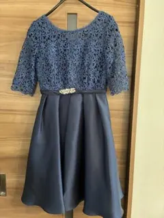 ネイビー レース パーティードレス