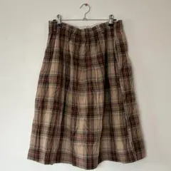 【ニコアンド】 Niko and… チェック柄フレアスカート 膝丈 コットン