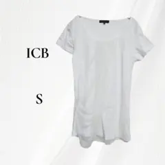 ICB 半袖 カットソー ホワイト レース 重ね着風 S きれいめのサムネイル