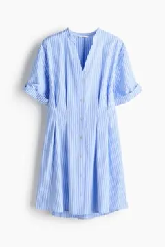 H&M ブルーストライプ シャツワンピース 160 Sサイズ