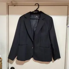 大きいサイズ　17号　ブラック ストライプ ビジネススーツ上下　3点