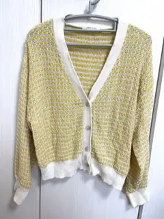 KHALITA イエロー編み込みカーディガン