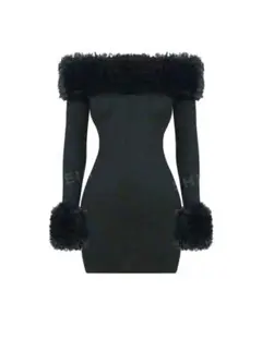 SHEIN ブラックオフショルダーミニワンピース