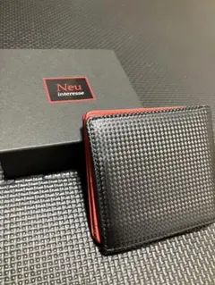 Neu interesse ブラック×レッド ハイブリッドレザー 二つ折り財布のサムネイル