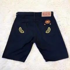 A BATHING APE BAPE ハーフパンツ ネイビー バナナ刺繍 Mのサムネイル