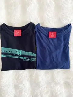 OJICO 新幹線プリント Tシャツ ネイビー ブラック2枚セット
