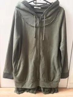 axes femme パーカー カーキ レース ボア
