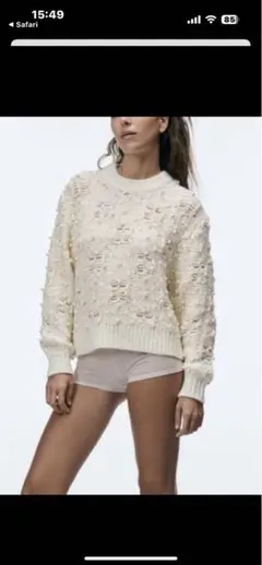 ZARA ニット　パール　デザイン
