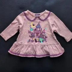 ANNA SUI mini 長袖カットソー ピンク お城柄　黒猫80cmのサムネイル