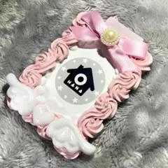 【現品】ホイップデコ トレカケース リボン　羽　ハート　桃白　パステル　ピンク