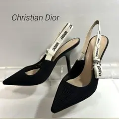 美品 クリスチャンディオール ジャディオール レザー×ファブリック パンプス