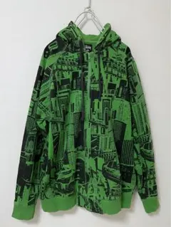 ダ*ケ様 Stussy グリーン ジップアップパーカー stussy ステューシー ジップアップ パーカー グリーン Lサイズ