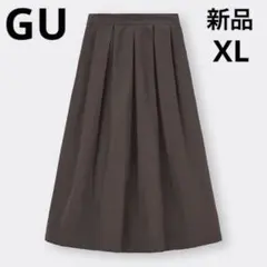 新品 gu タフタフレアミディスカート XL ダークブラウン 茶