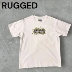 RUGGED グラフィック BOXロゴ風 白Tシャツ M 限定 人気デザイン