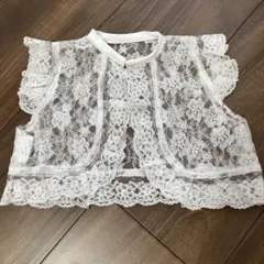 ホワイトレースフリルベビースーツ　退院着　セレモニー