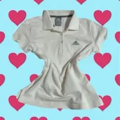 adidas adidasロゴ 半袖ポロシャツ ホワイト ストリート