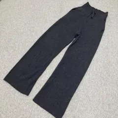 ユニクロ　ウォッシャブルニットリブパンツ　グレー　S