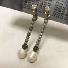 31.ハンドメイド　イヤリング　パール　アンティーク風