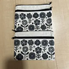 花柄キャンバスポーチ2点セット